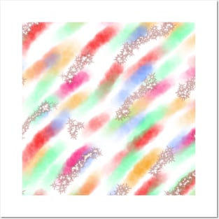 Red green watercolor sparkle glitter art Posters and Art